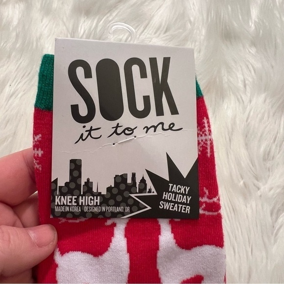 Sock it to Me Knee High Tacky Holiday Sweater Socks - Picture 8 of 9